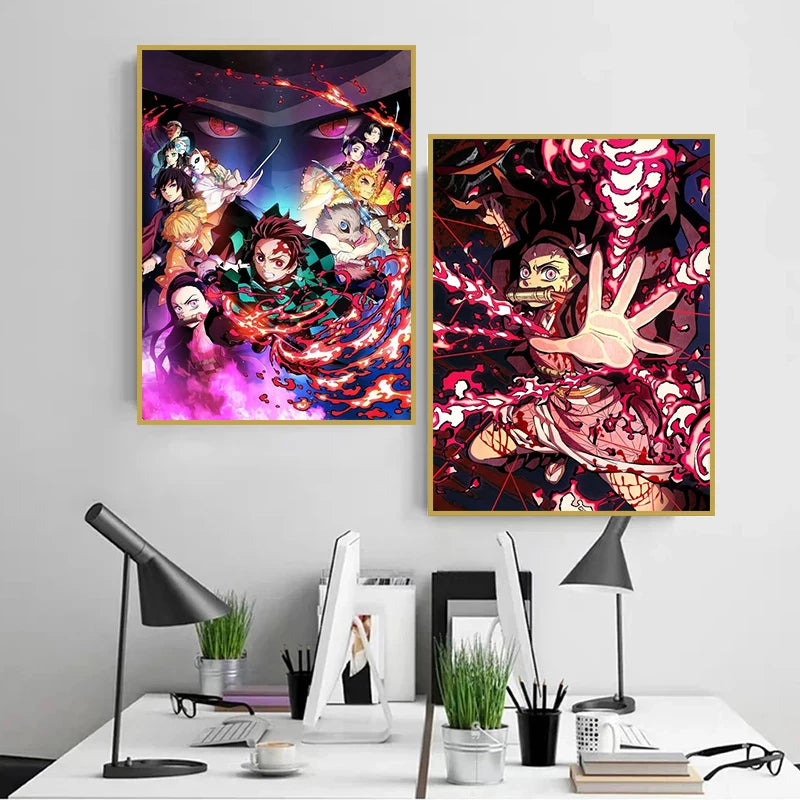 Demon Slayer Anime Canvas Poster – HD Wall Art for Kids