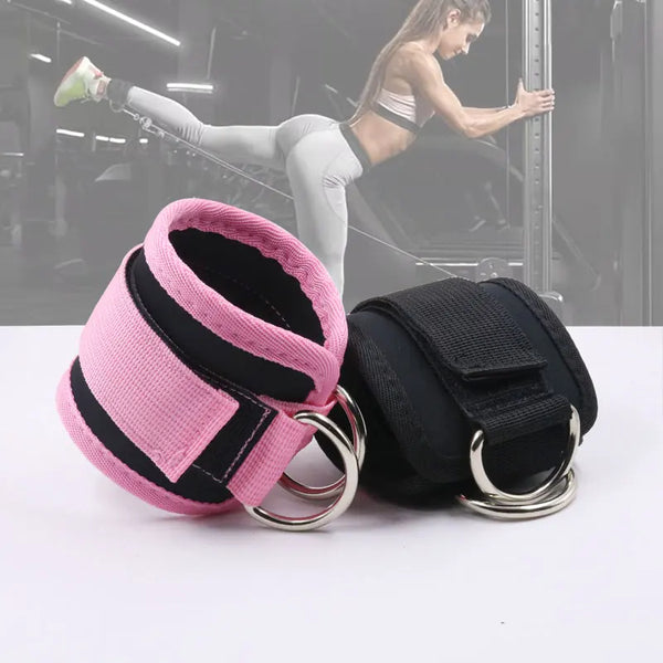 Adjustable Gym Ankle Straps – Padded D-Ring Cuffs