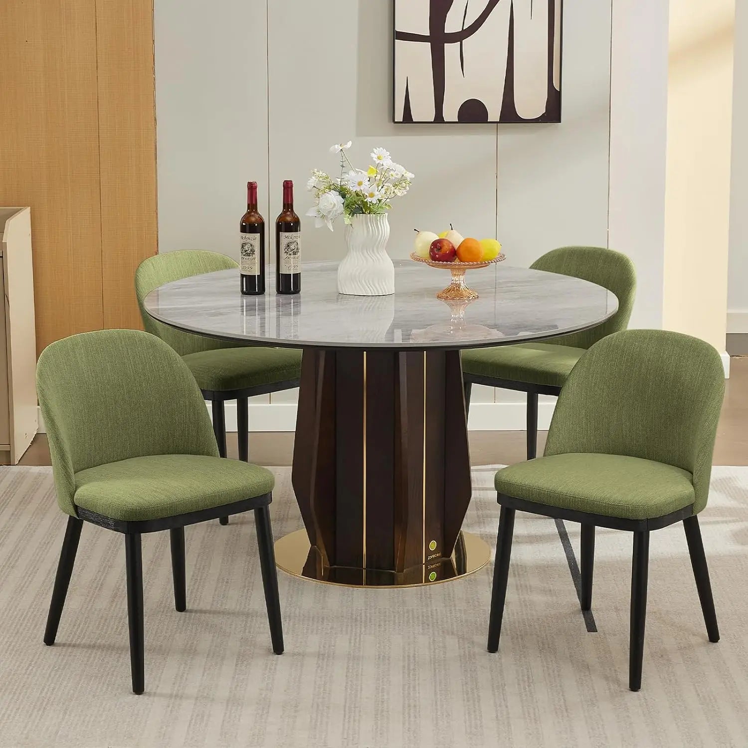 Set of 2 Modern Upholstered High Back Dining Chairs