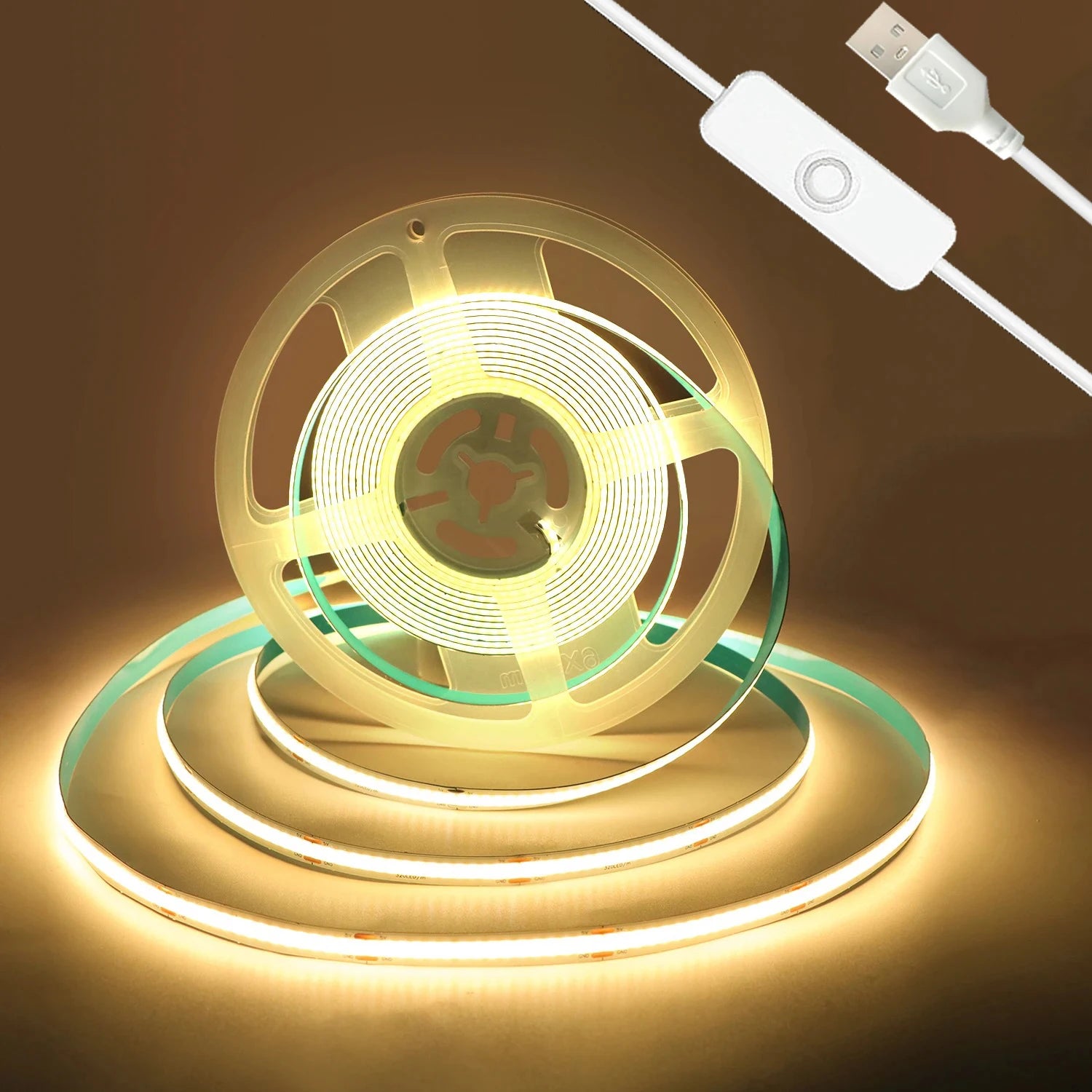 USB COB LED Strip Light – 5V, 320 LEDs/M, Flexible Tape