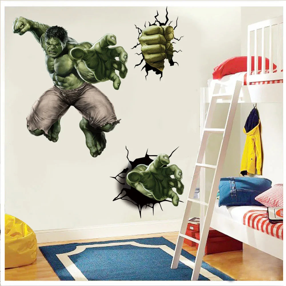 Superhero Wall Stickers – Spiderman, Captain America & Hulk PVC Decals