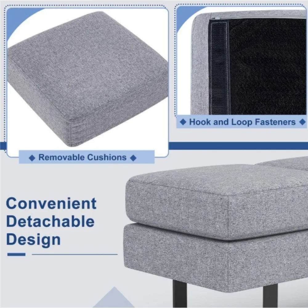 Modern Gray 59" Bedroom Bench Without Back