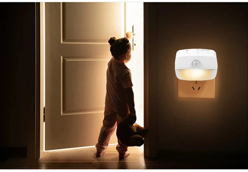 LED Motion Sensor Night Light – EU Plug, 220V Wall Lamp