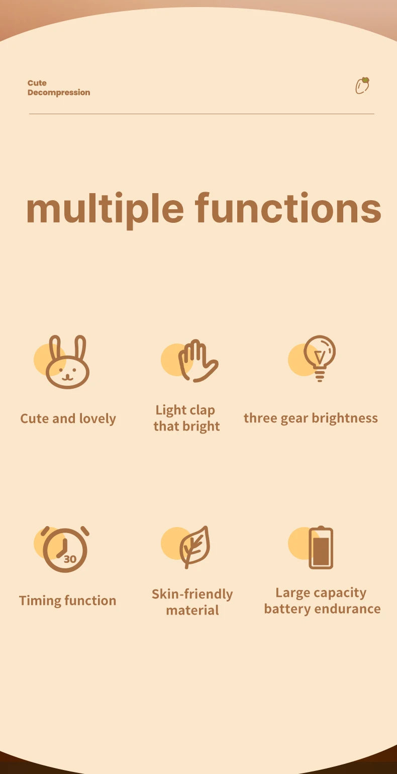 Cute Rabbit Night Light – Soft Silicone, Touch Control