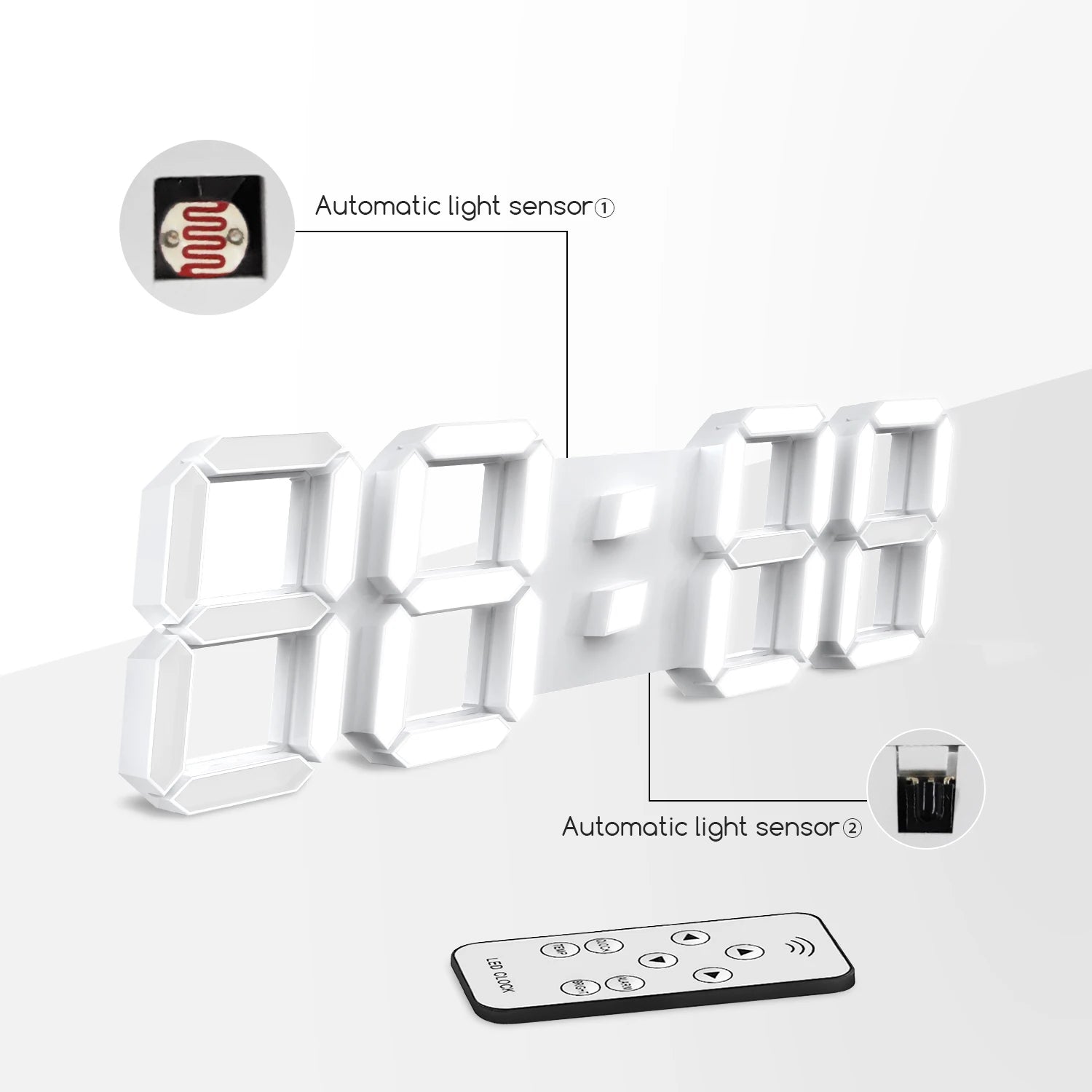 3D LED Digital Wall Clock with Remote & Alarm