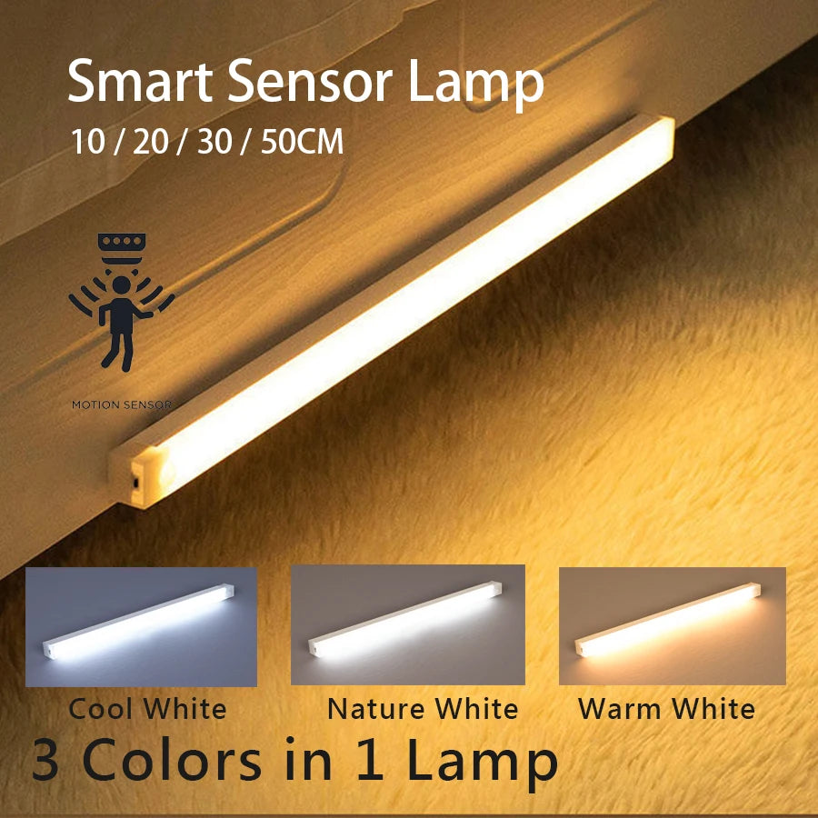 USB Rechargeable Motion Sensor LED Night Light Bar