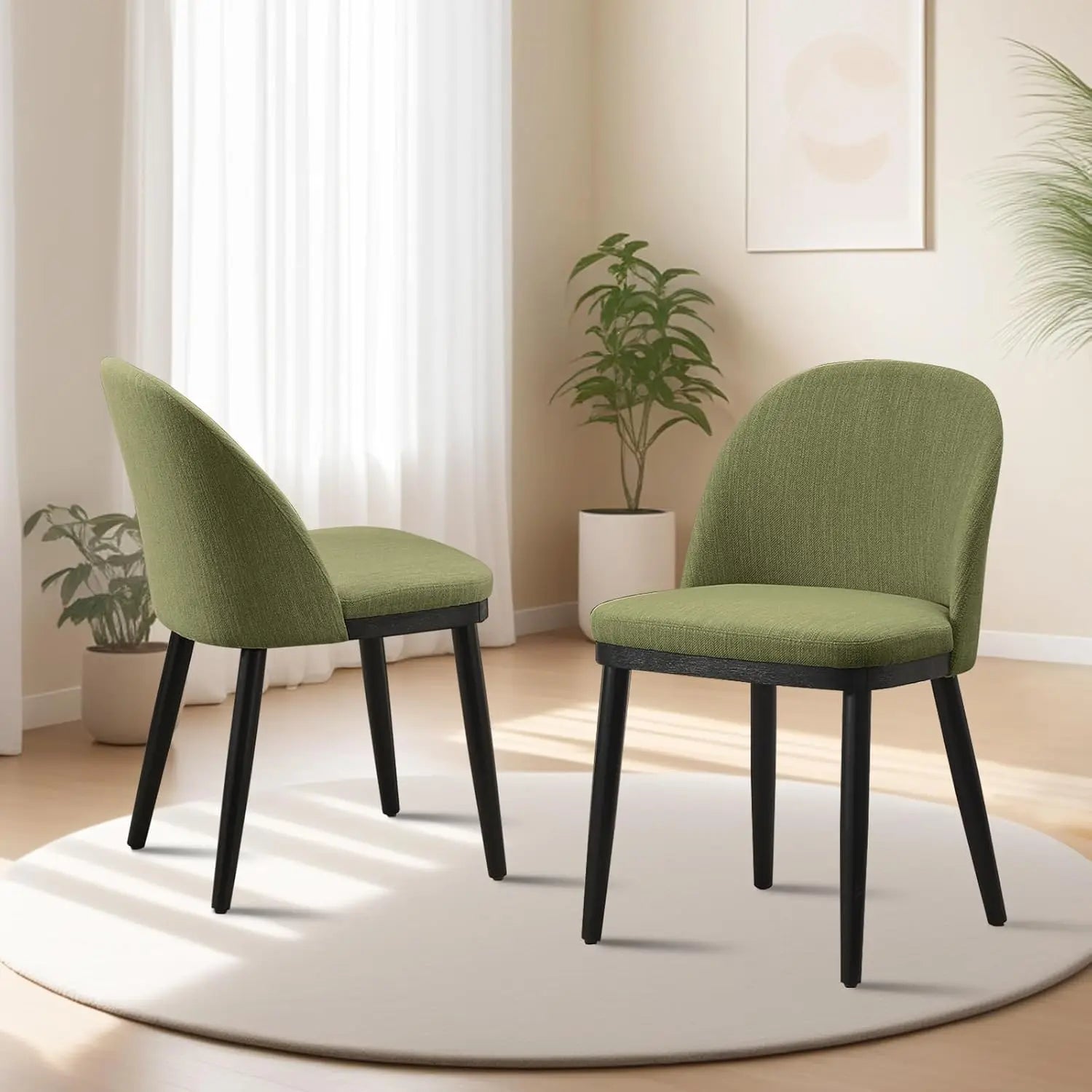 Set of 2 Modern Upholstered High Back Dining Chairs