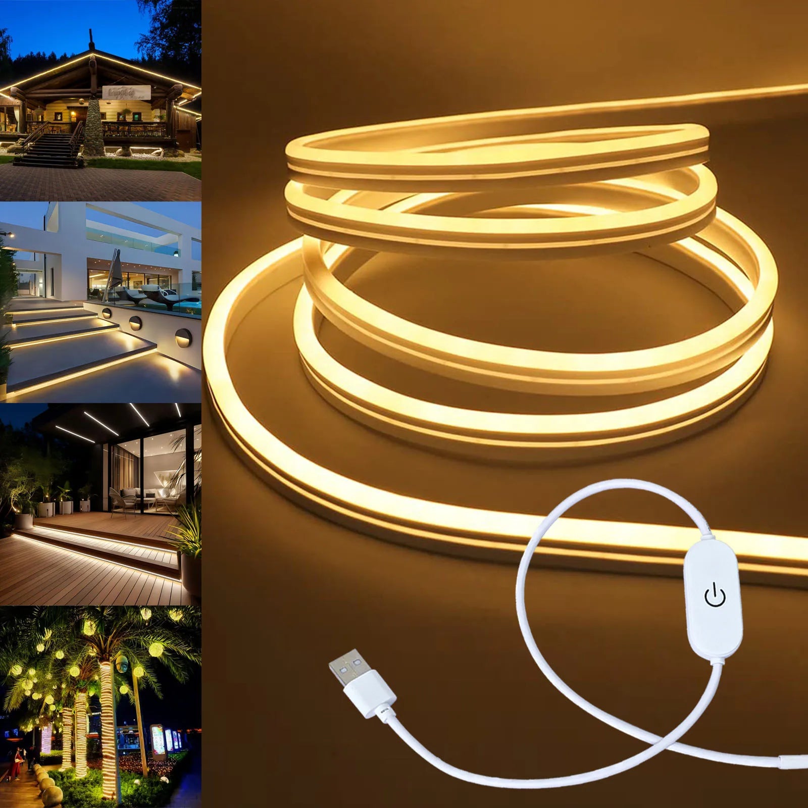 LED Neon Strip Light – USB 5V, Dimmable, Waterproof
