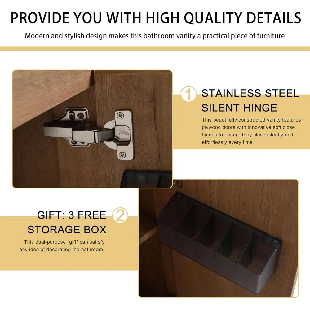 48" Freestanding Bathroom Vanity with Single Sink & Cabinet