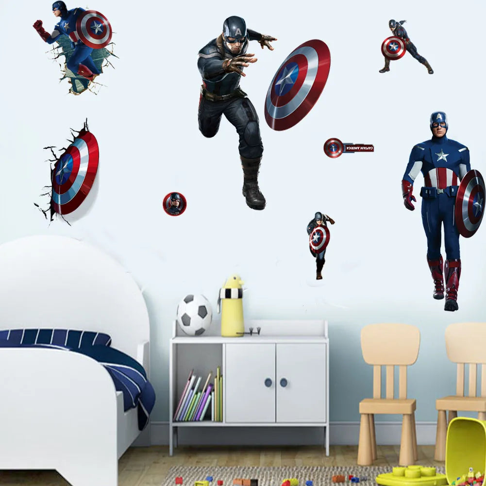 Superhero Wall Stickers – Spiderman, Captain America & Hulk PVC Decals