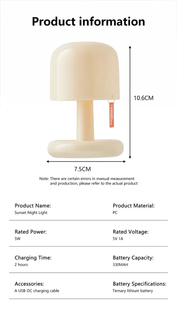 USB Rechargeable Sunset LED Night Light Table Lamp