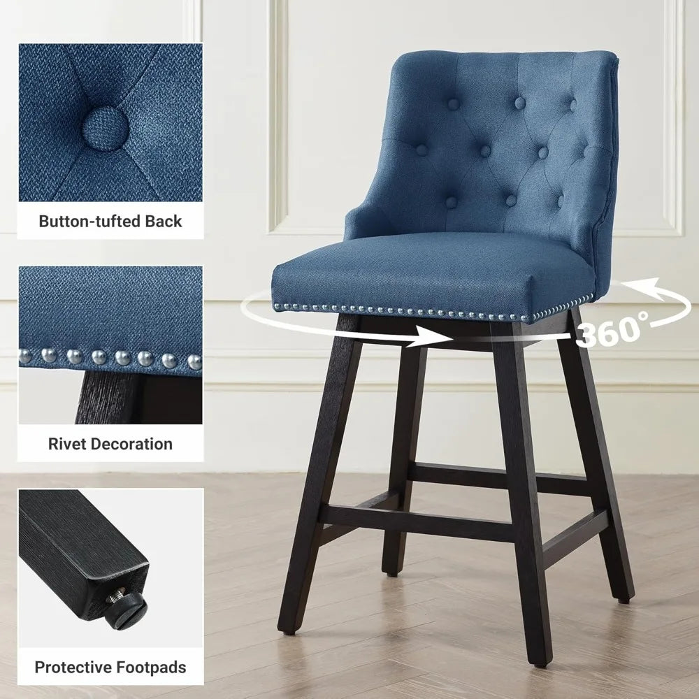 Set of 3 Modern 26" Upholstered Swivel Counter Stools