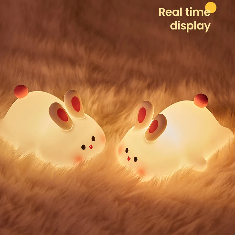 Cute Rabbit Night Light – Soft Silicone, Touch Control